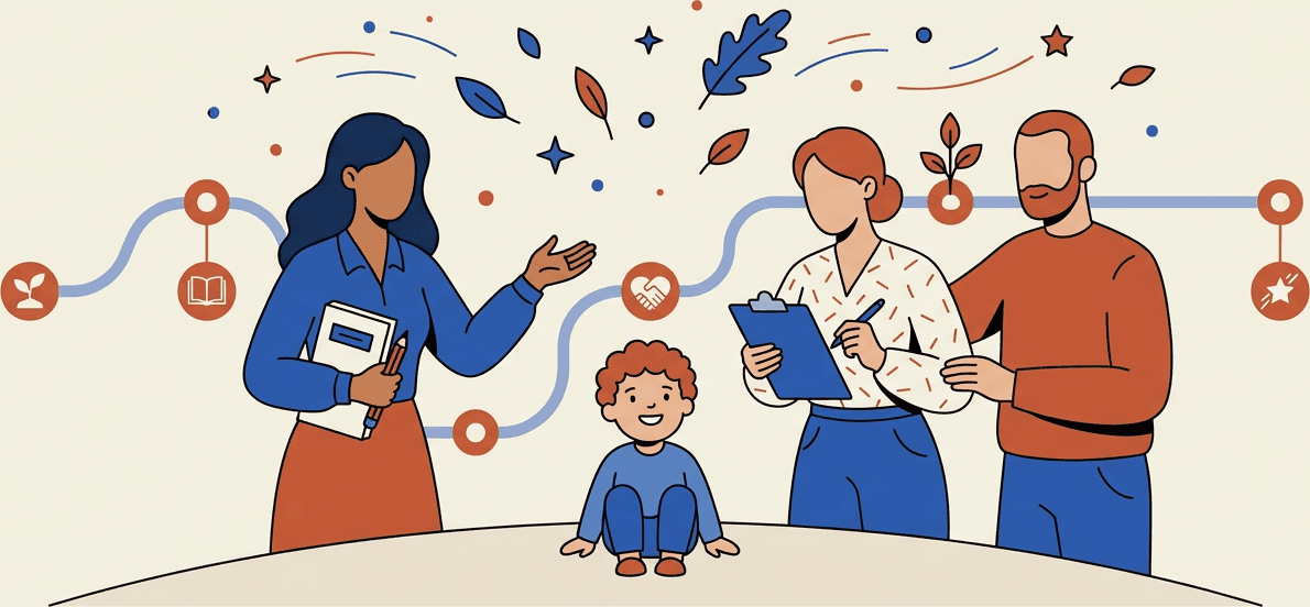 Care team working together around a child